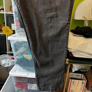 Woman Within Straight Leg Fineline Women's Black/Indigo Jeans 34T